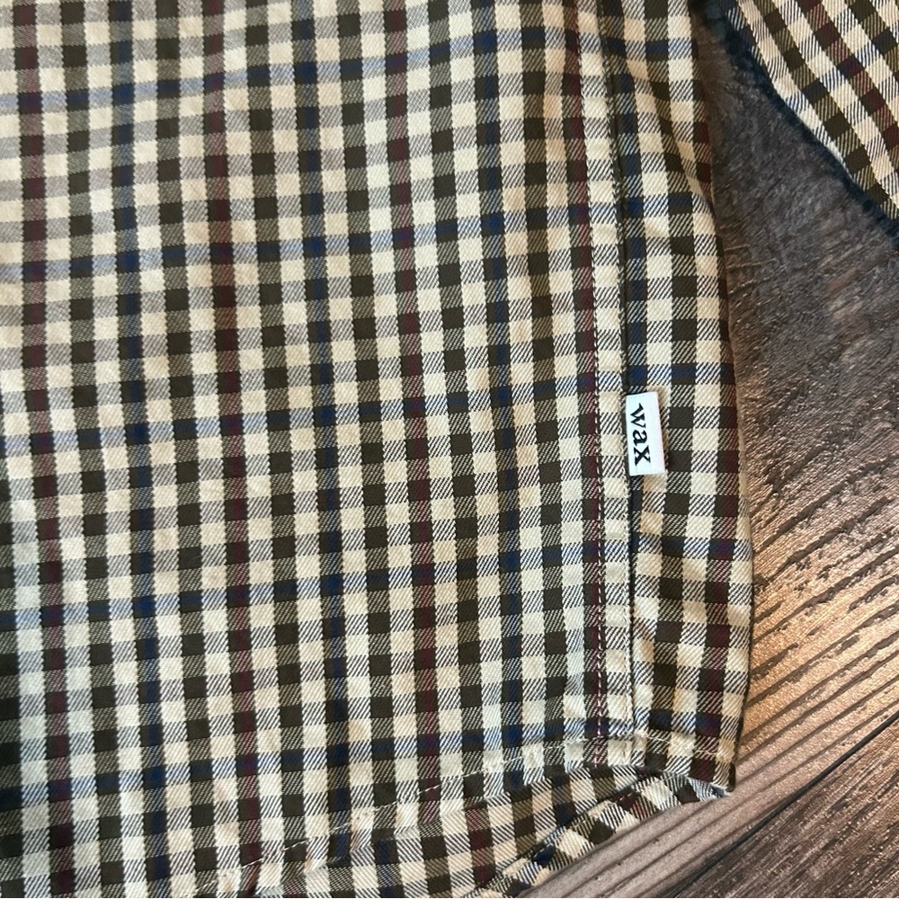 Wax London Tan Plaid Casual Button Down Shirt Long Sleeve Men’s Small - Picture 5 of 8